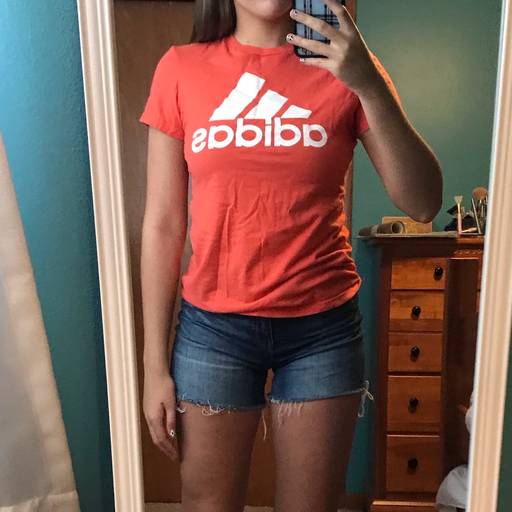 Coral adidas graphic tee